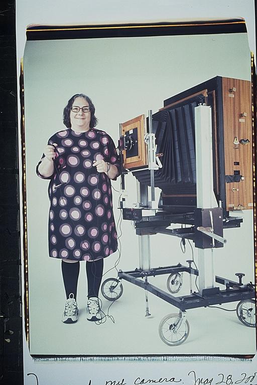 elsa dorfman with her gigantic polaroid that shoots 20x24 inch images